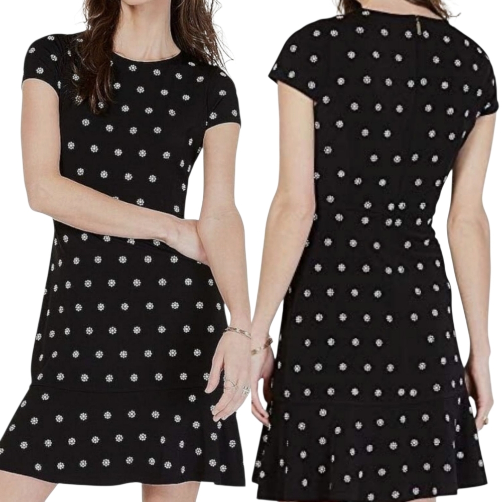 Michael Michael Kors XS Dress Black 3d Floral Flounce Mini
